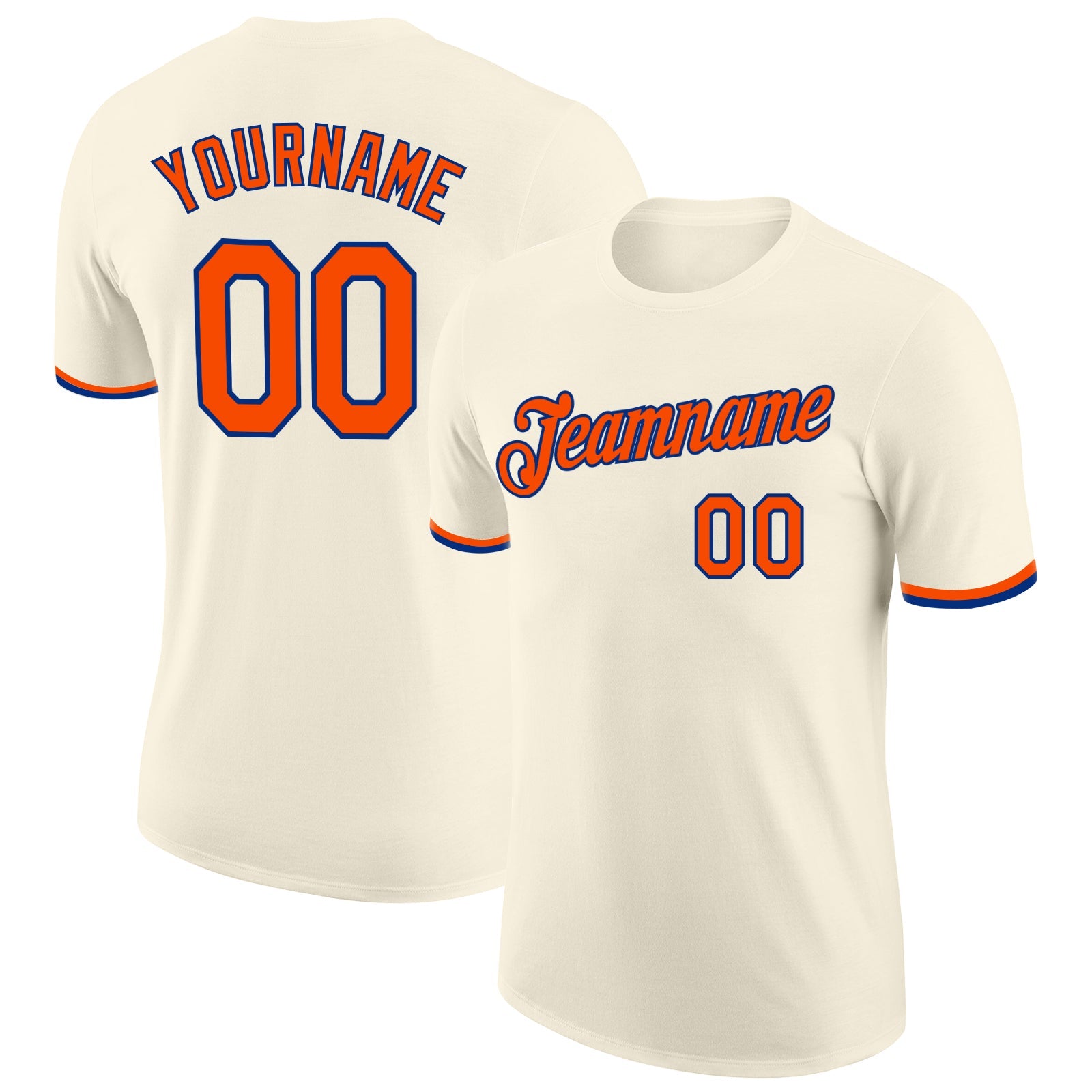 Custom Cream Orange-Royal Performance T-Shirt - Main View