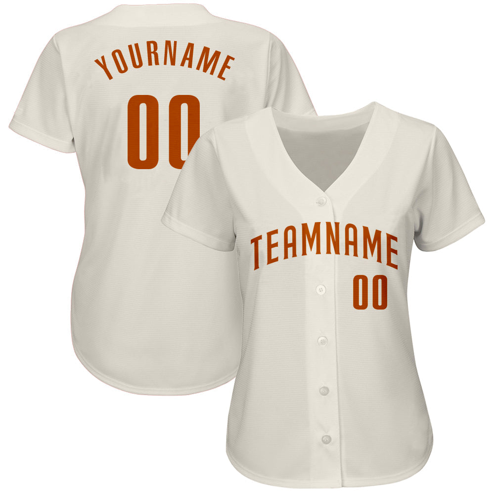 Custom Cream Texas Orange Authentic Baseball Jersey view 2
