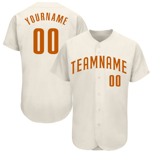 Custom Cream Texas Orange Authentic Baseball Jersey - Main View
