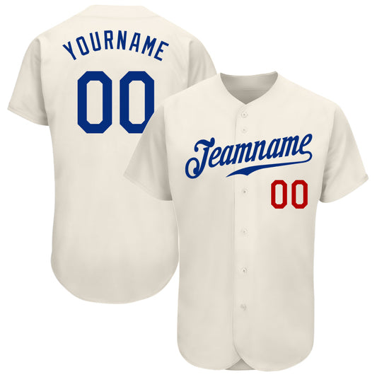 Custom Cream Royal-Red Authentic Baseball Jersey - Main View
