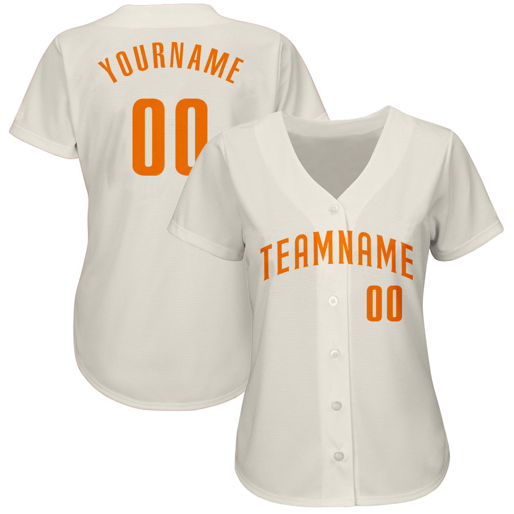 Custom Cream Bay Orange Authentic Baseball Jersey view 2