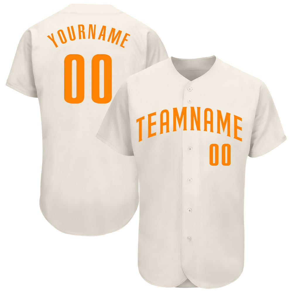 Custom Cream Bay Orange Authentic Baseball Jersey - Main View