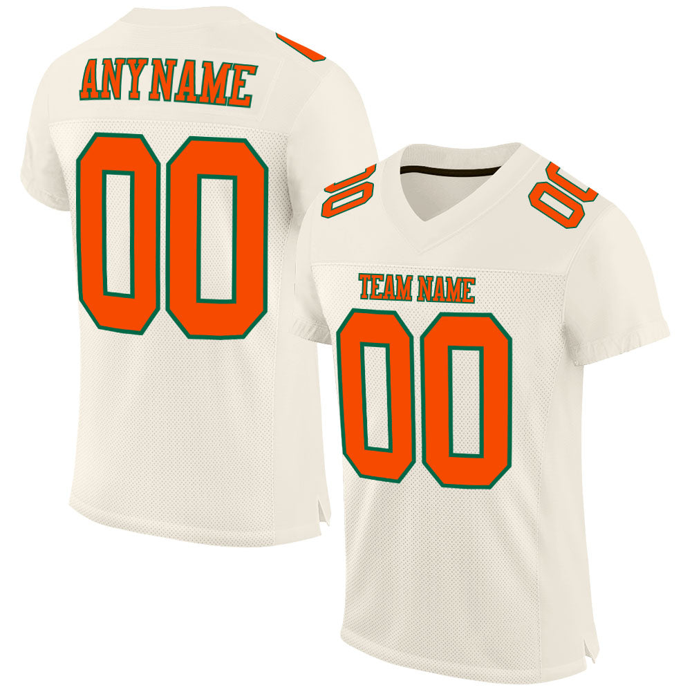 Custom Cream Orange-Kelly Green Mesh Authentic Football Jersey - Main View