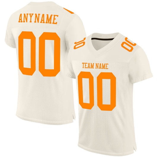 Custom Cream Bay Orange Mesh Authentic Football Jersey - Main View