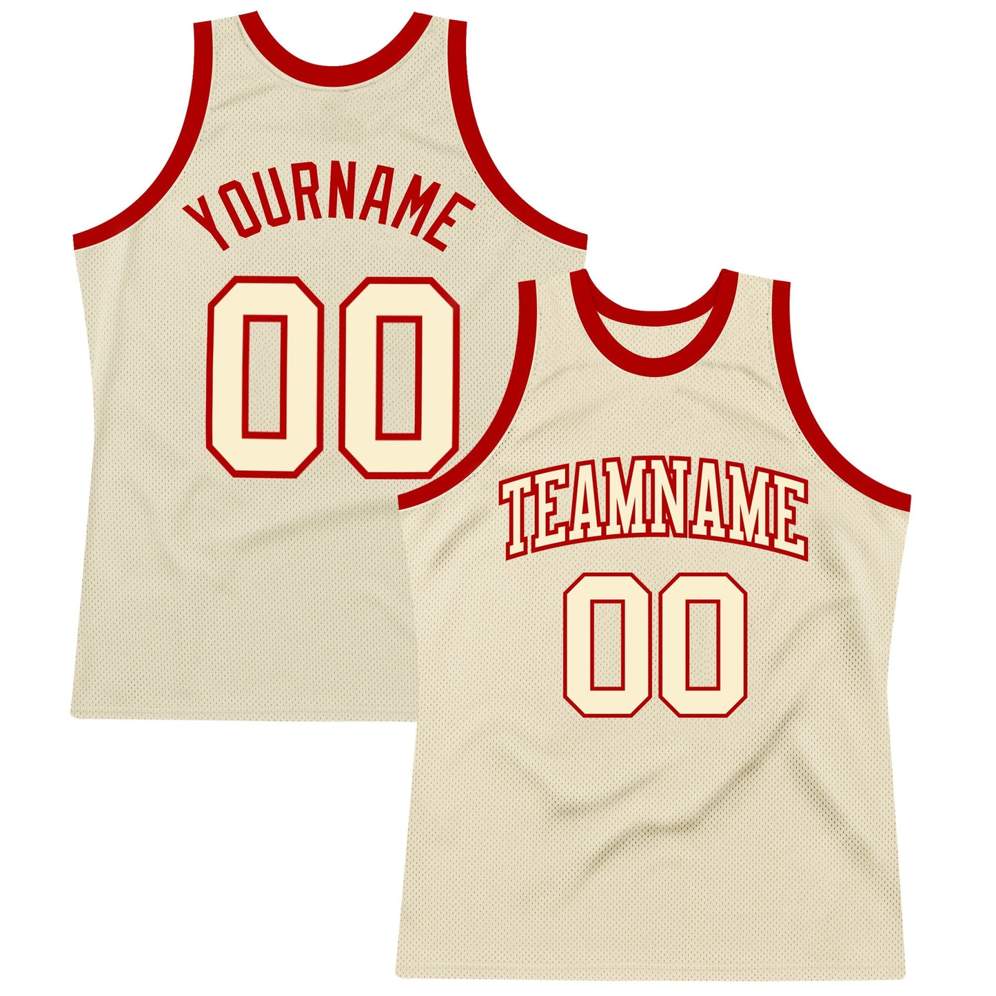Custom Cream Cream-Red Authentic Throwback Basketball Jersey - Main View