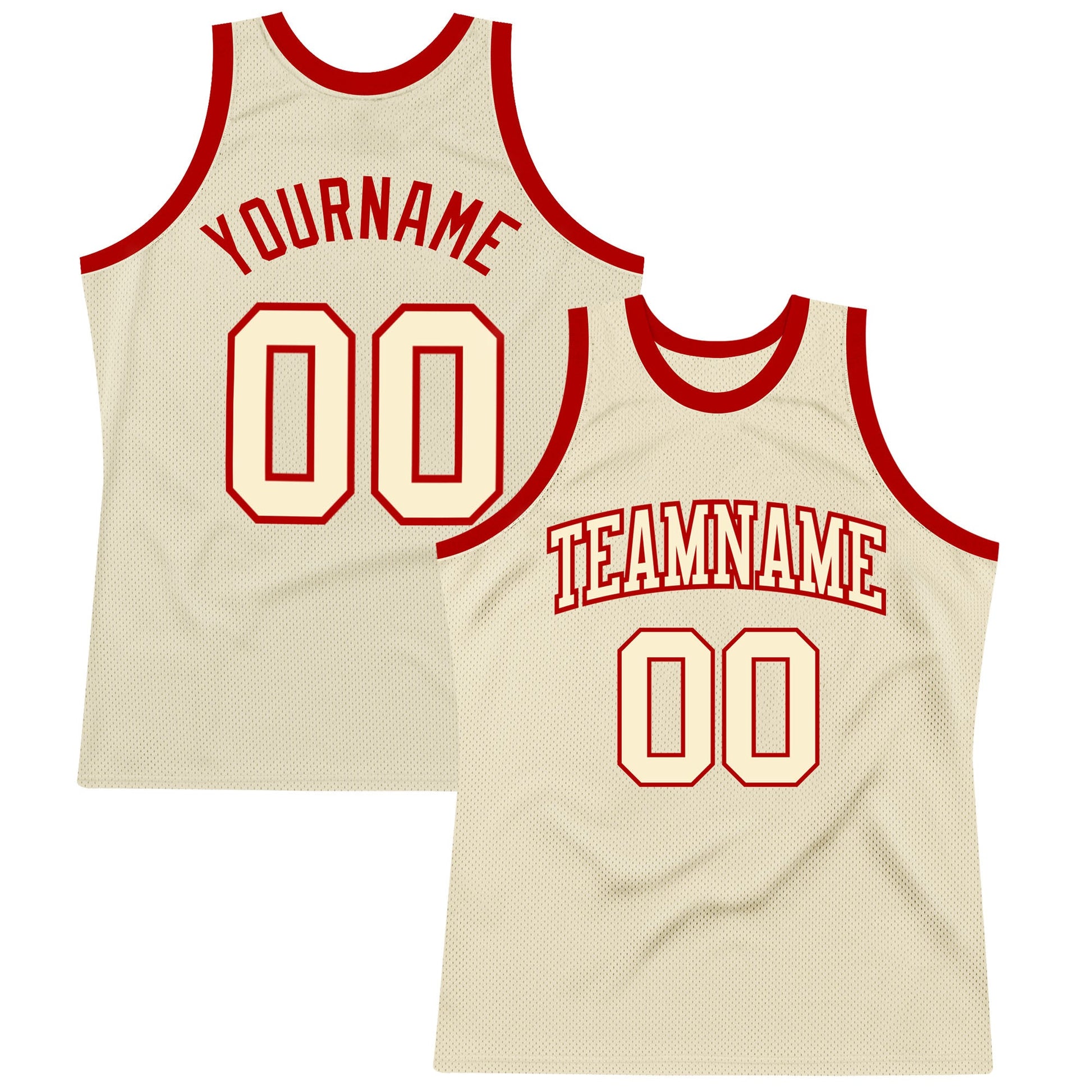 Custom Cream Cream-Red Authentic Throwback Basketball Jersey - Main View