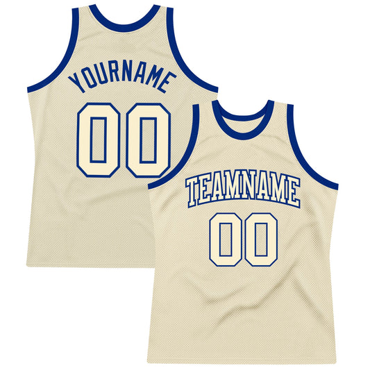 Custom Cream Cream-Royal Authentic Throwback Basketball Jersey - Main View