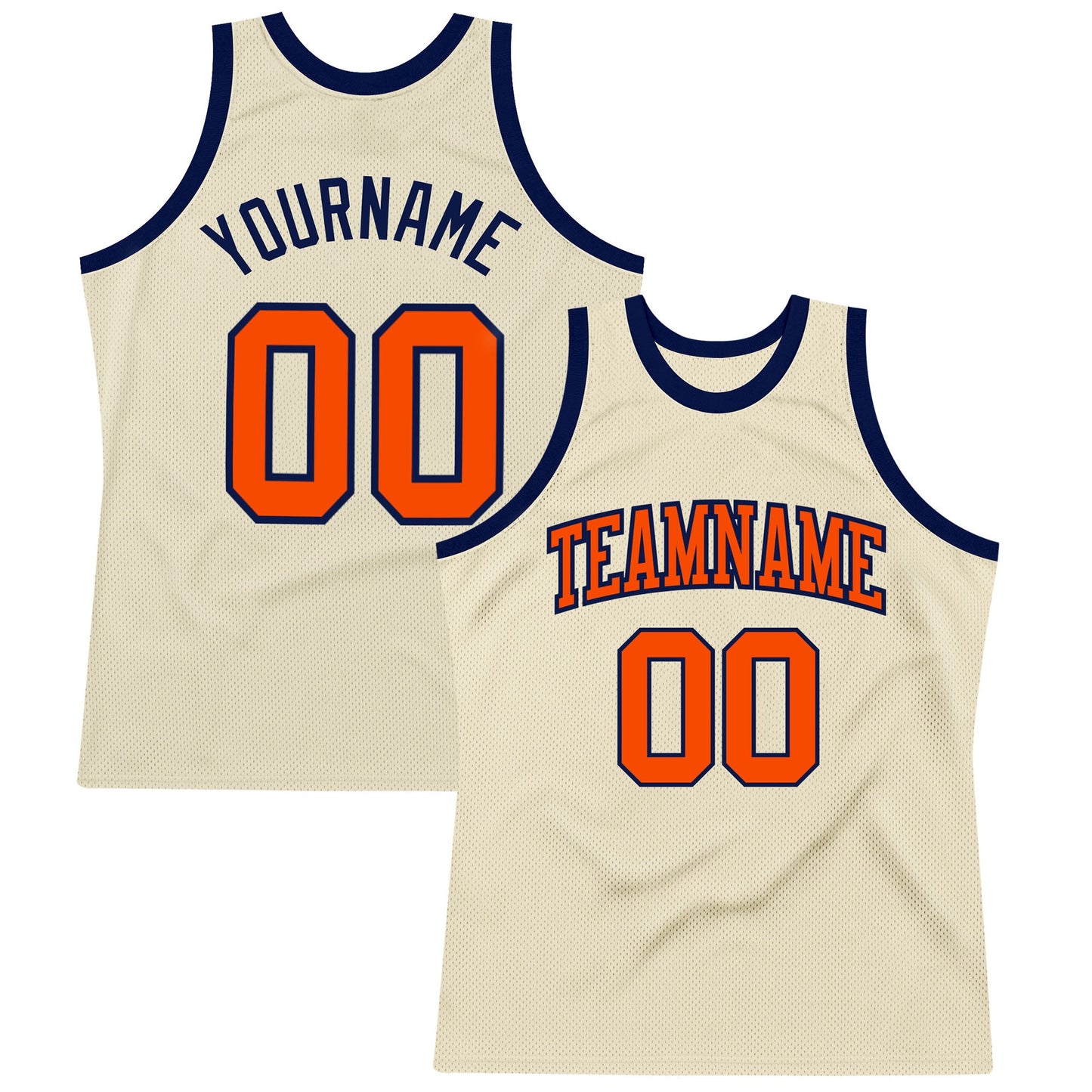 Custom Cream Orange-Navy Authentic Throwback Basketball Jersey - Main View