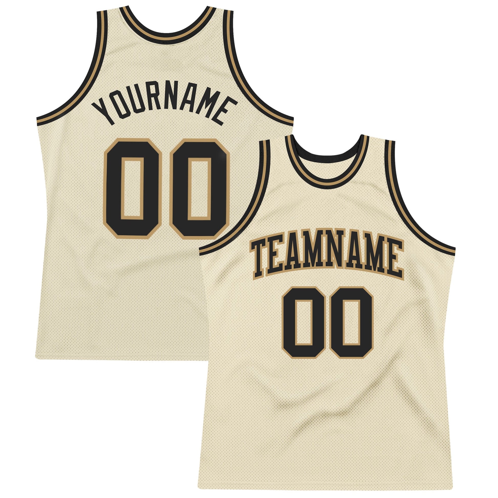 Custom Cream Black-Old Gold Authentic Throwback Basketball Jersey - Main View