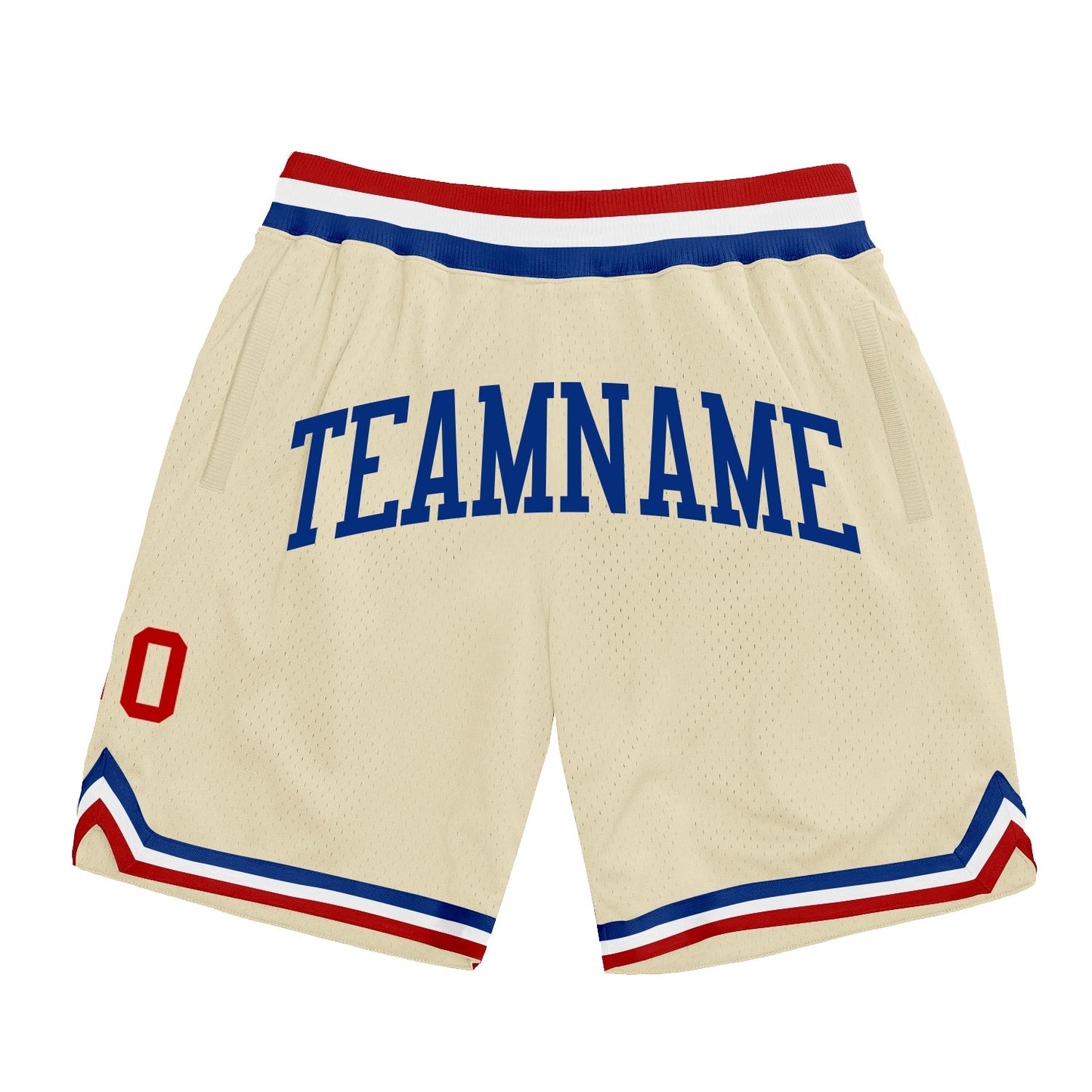 Custom Cream Red-Royal Authentic Throwback Basketball Shorts - Main View