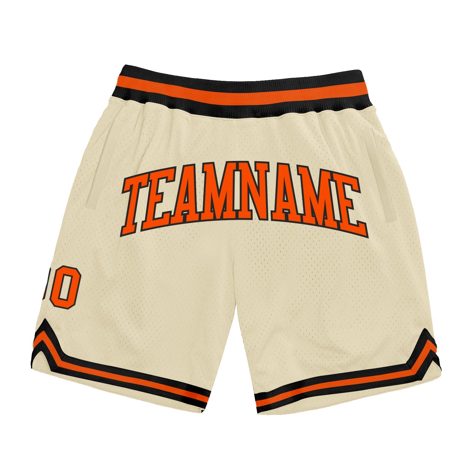 Custom Cream Orange-Black Authentic Throwback Basketball Shorts - Main View