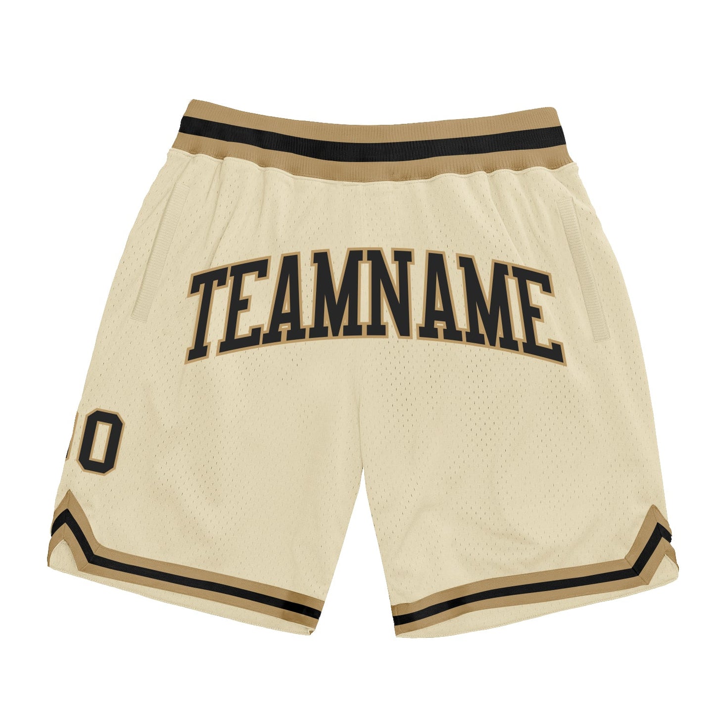 Custom Cream Black-Old Gold Authentic Throwback Basketball Shorts - Main View