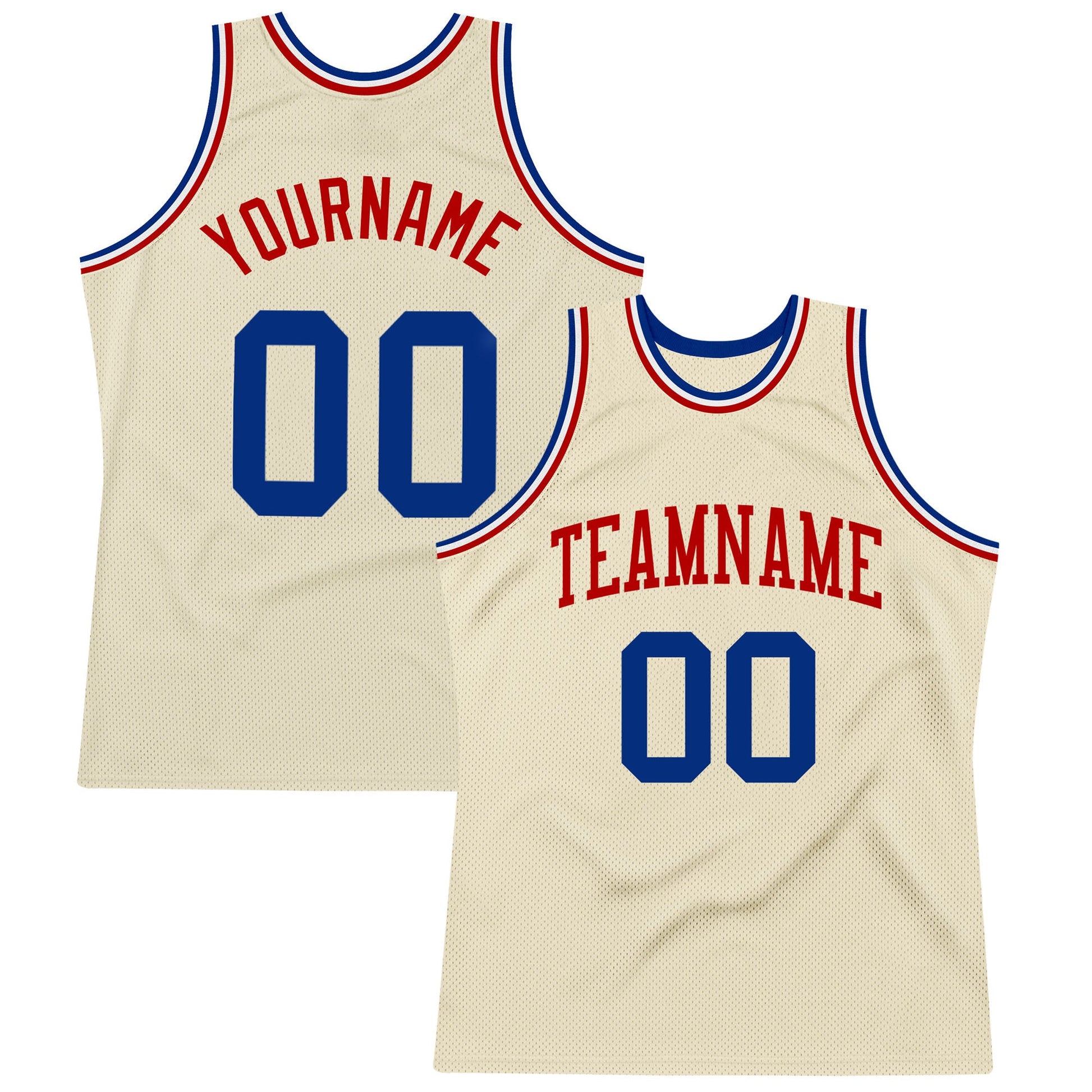 Custom Cream Royal-Red Authentic Throwback Basketball Jersey - Main View