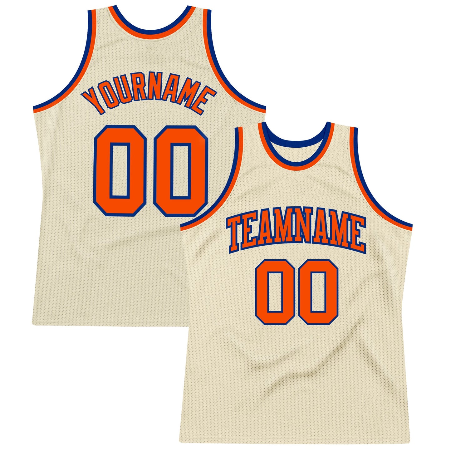 Custom Cream Orange-Royal Authentic Throwback Basketball Jersey - Main View