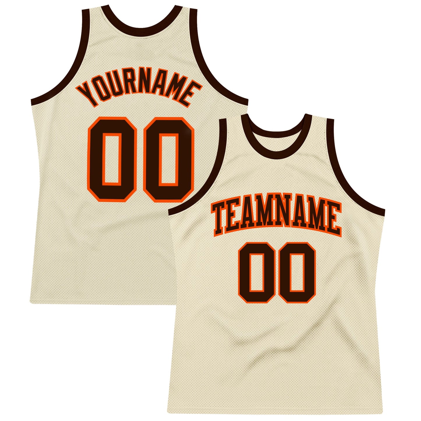 Custom Cream Brown-Orange Authentic Throwback Basketball Jersey - Main View