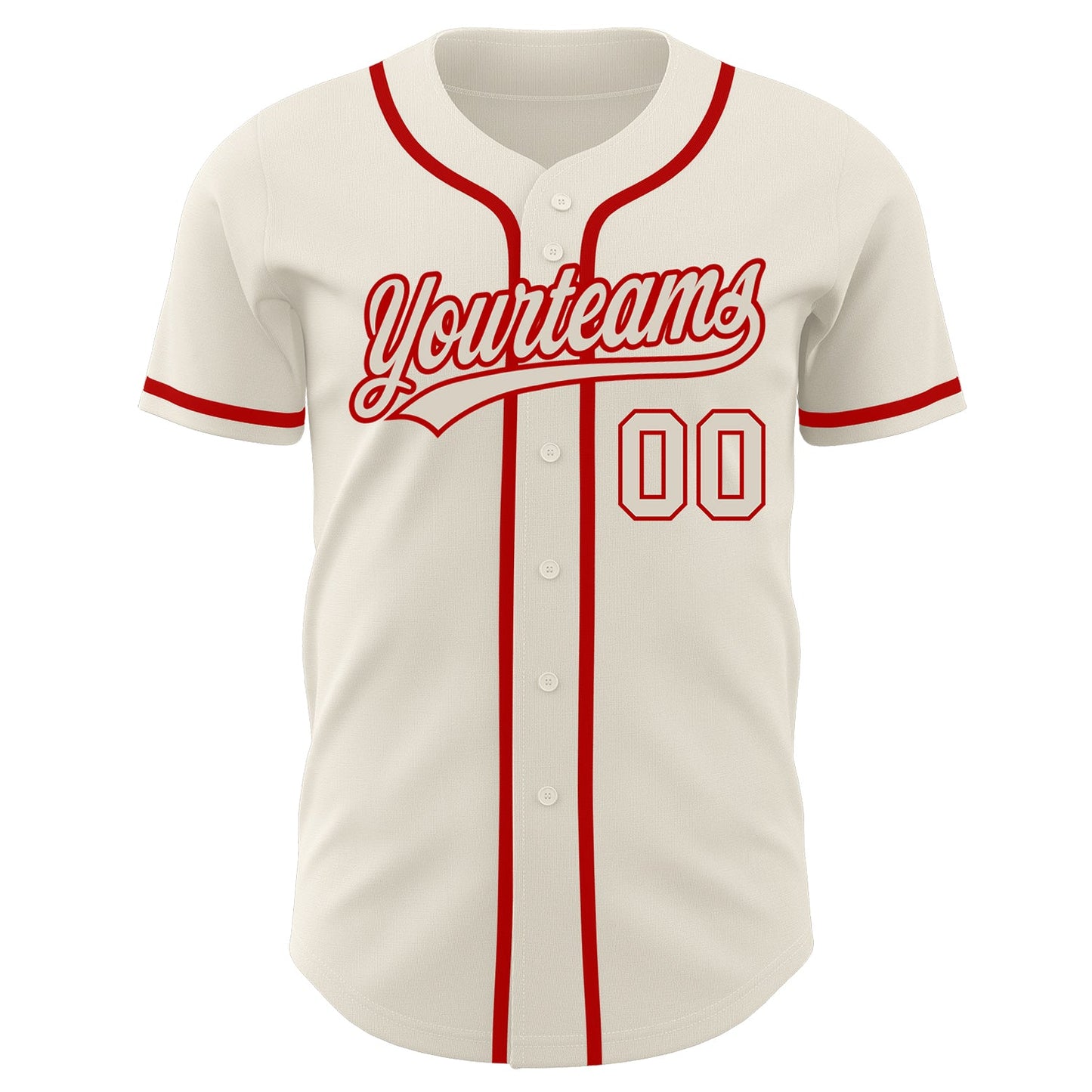 Custom Cream Cream-Red Authentic Baseball Jersey view 2