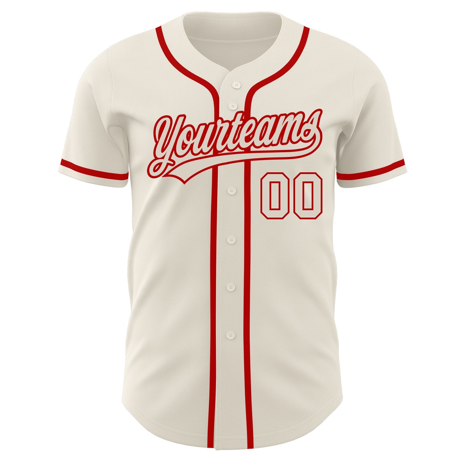 Custom Cream Cream-Red Authentic Baseball Jersey view 2