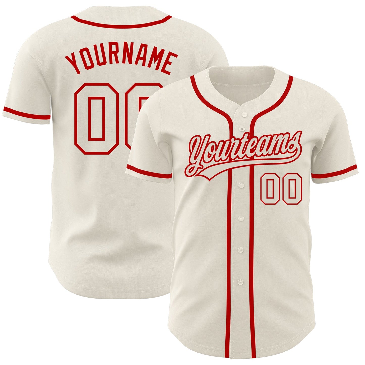 Custom Cream Cream-Red Authentic Baseball Jersey - Main View
