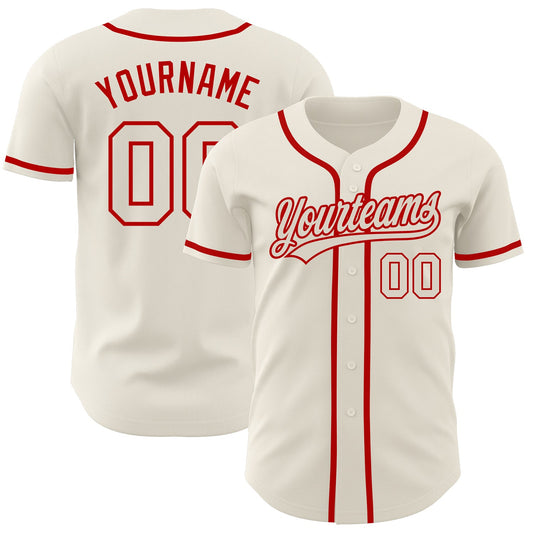 Custom Cream Cream-Red Authentic Baseball Jersey - Main View