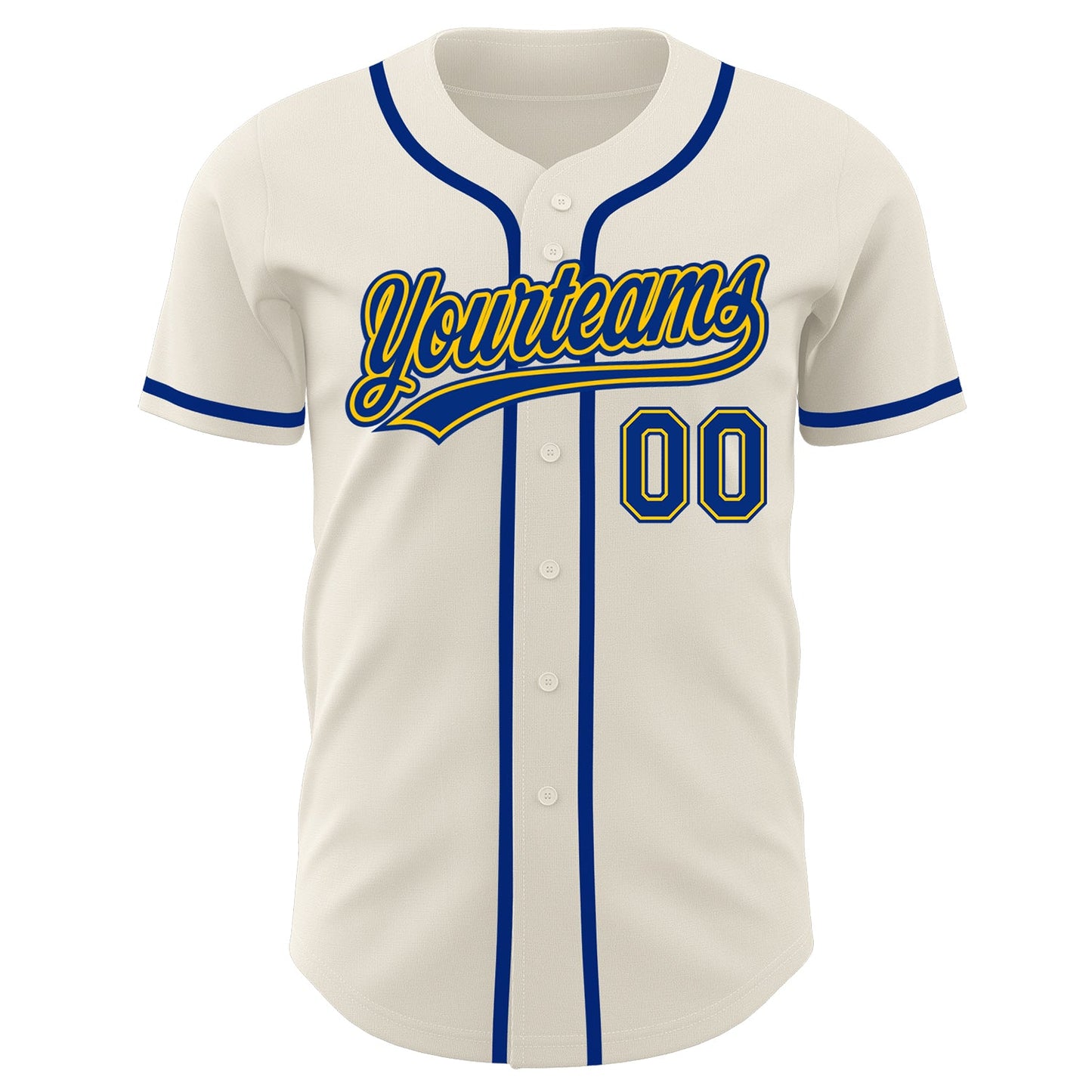 Custom Cream Royal-Gold Authentic Baseball Jersey view 2