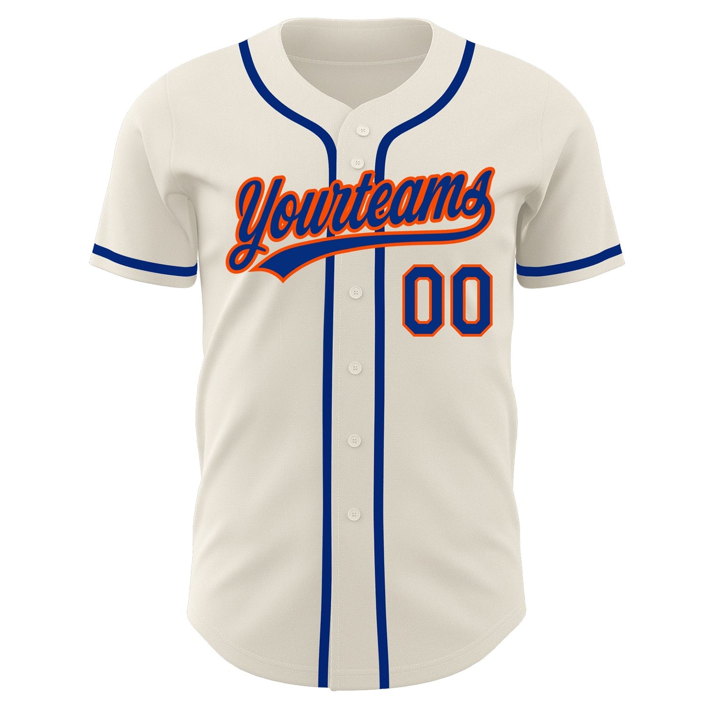 Custom Cream Royal-Orange Authentic Baseball Jersey view 2