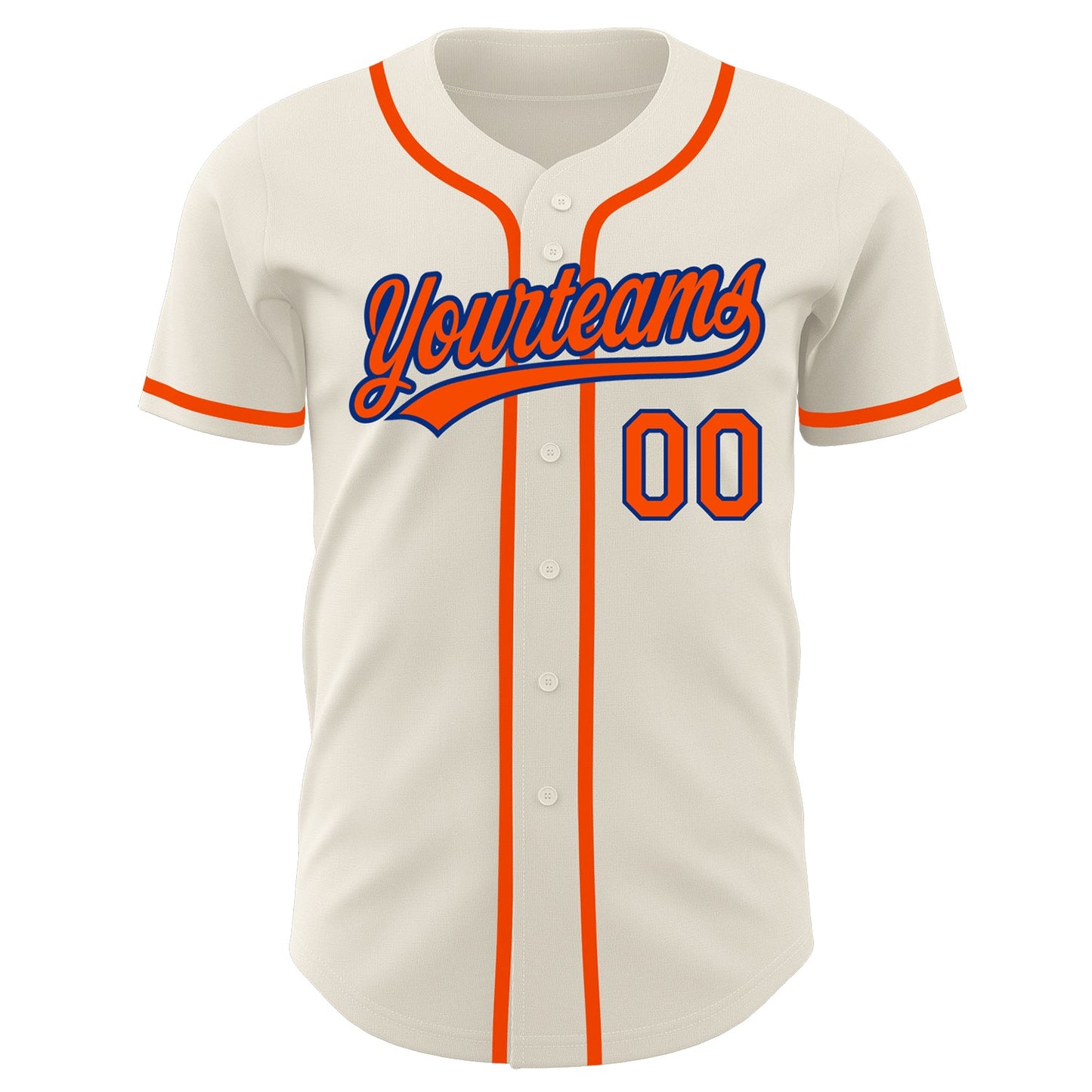 Custom Cream Orange-Royal Authentic Baseball Jersey view 2