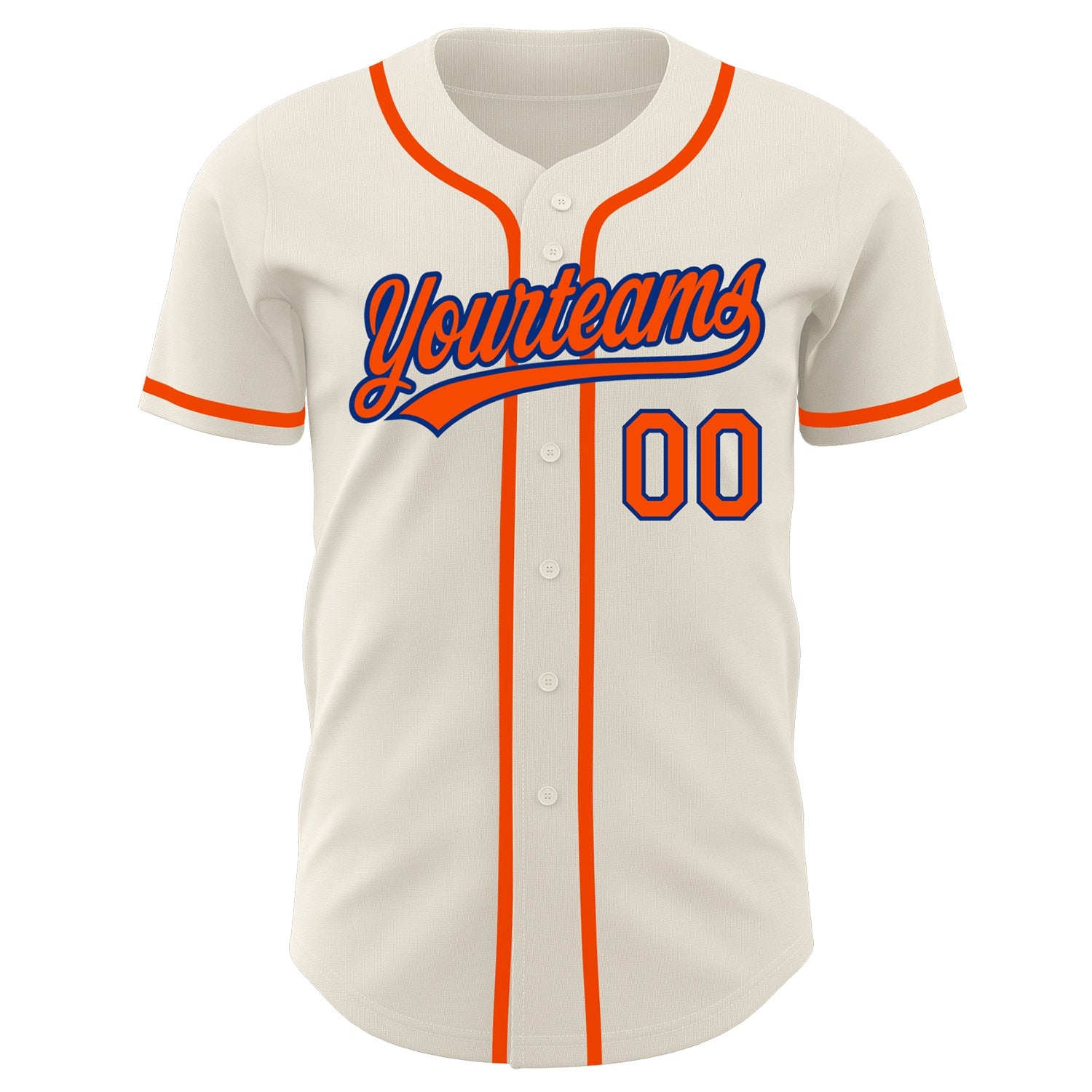 Custom Cream Orange-Royal Authentic Baseball Jersey view 2