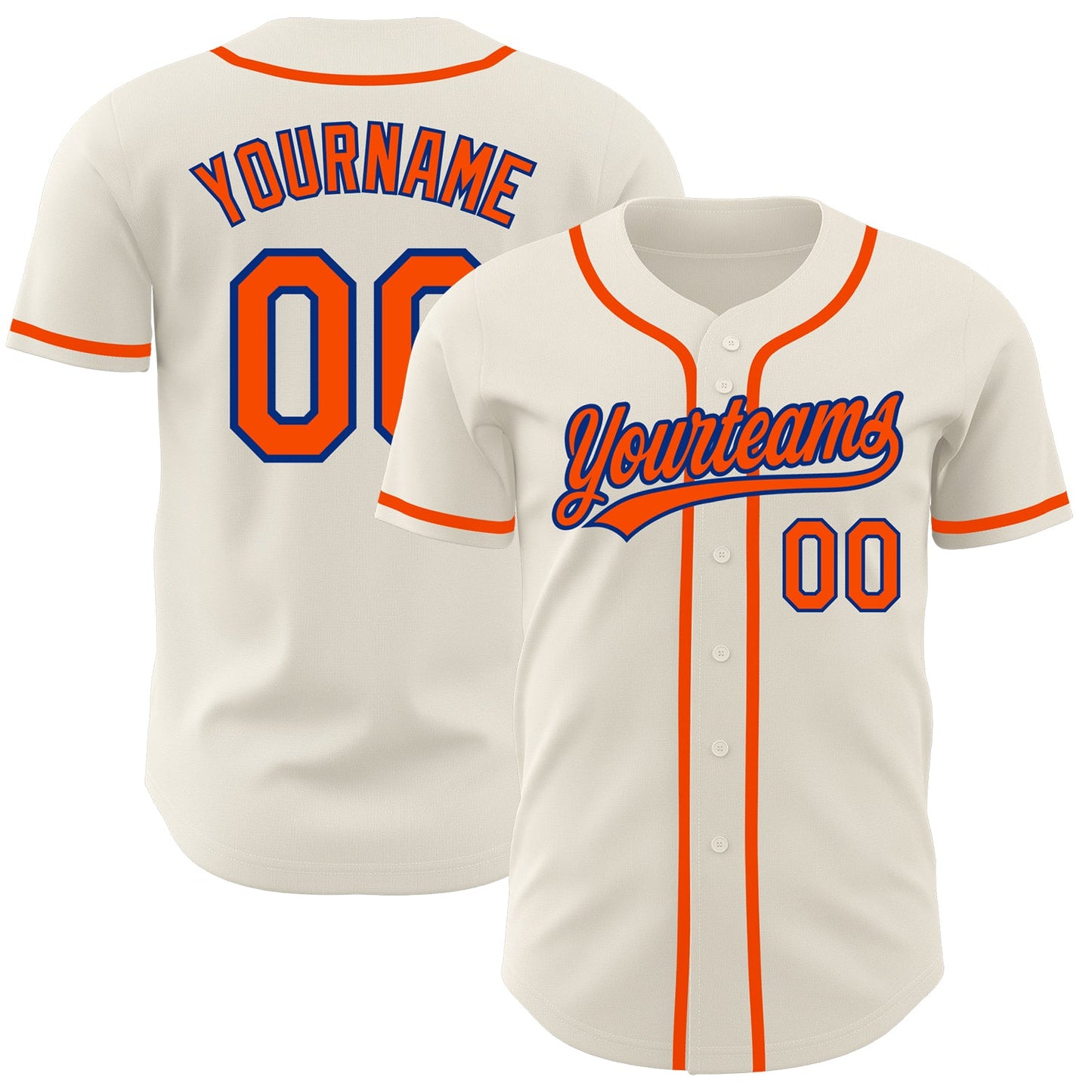 Custom Cream Orange-Royal Authentic Baseball Jersey - Main View