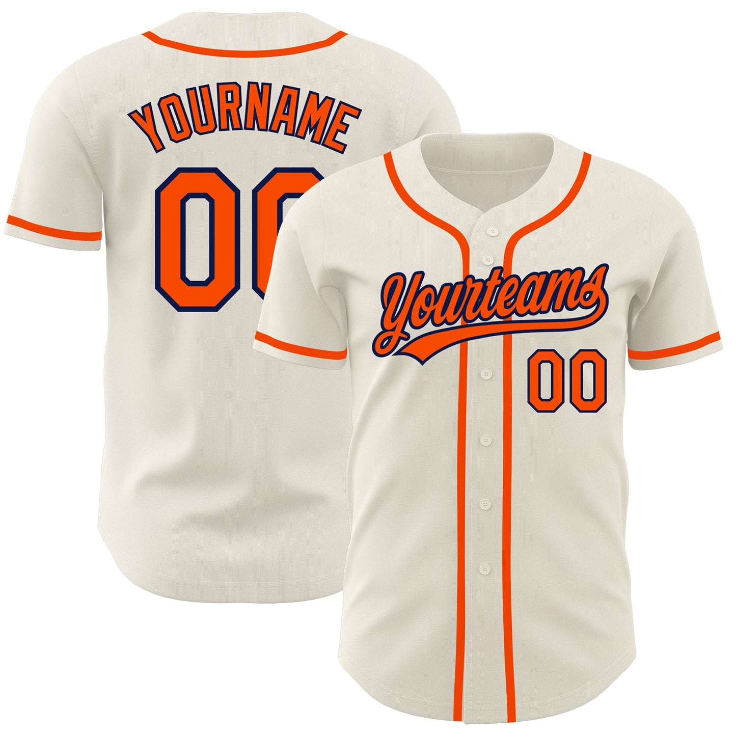 Custom Cream Orange-Navy Authentic Baseball Jersey - Main View
