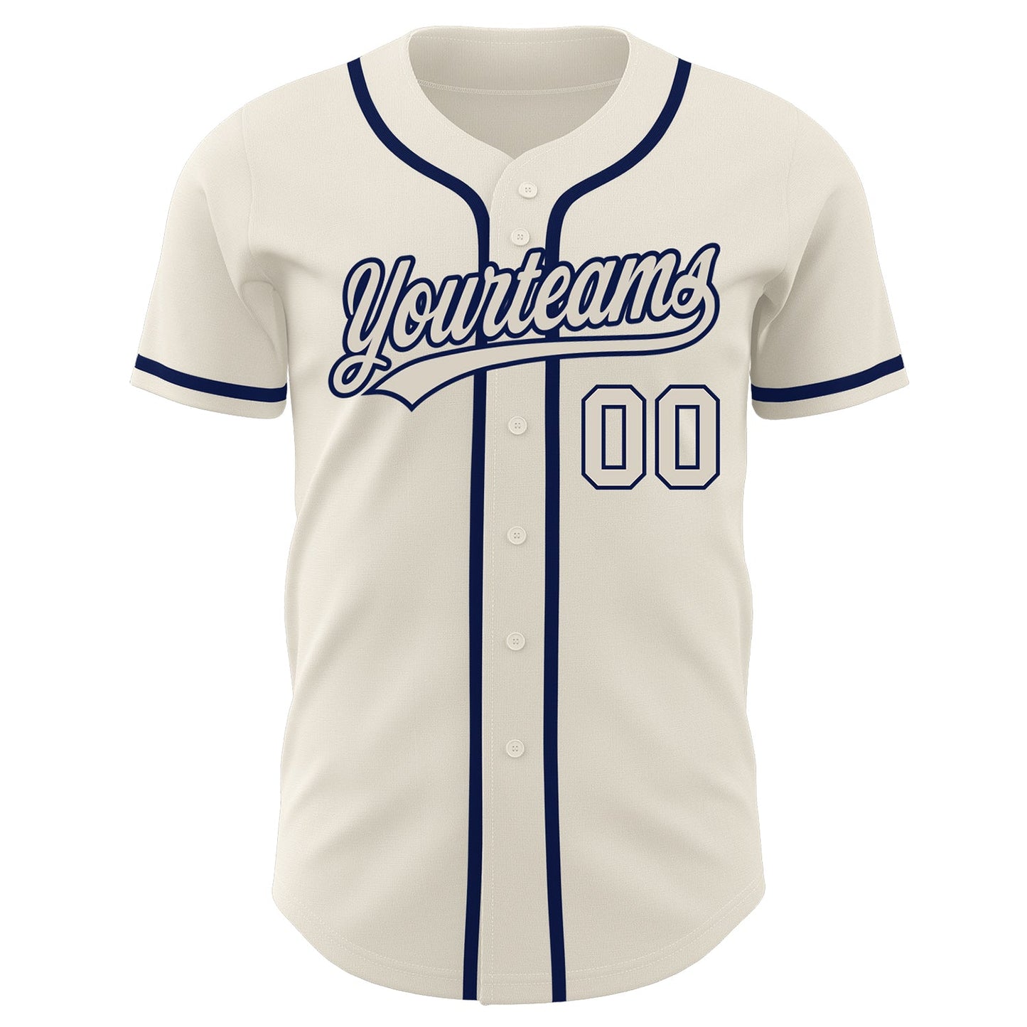 Custom Cream Cream-Navy Authentic Baseball Jersey view 2