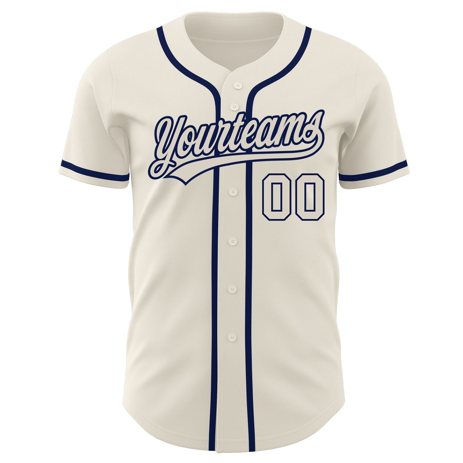 Custom Cream Cream-Navy Authentic Baseball Jersey view 2