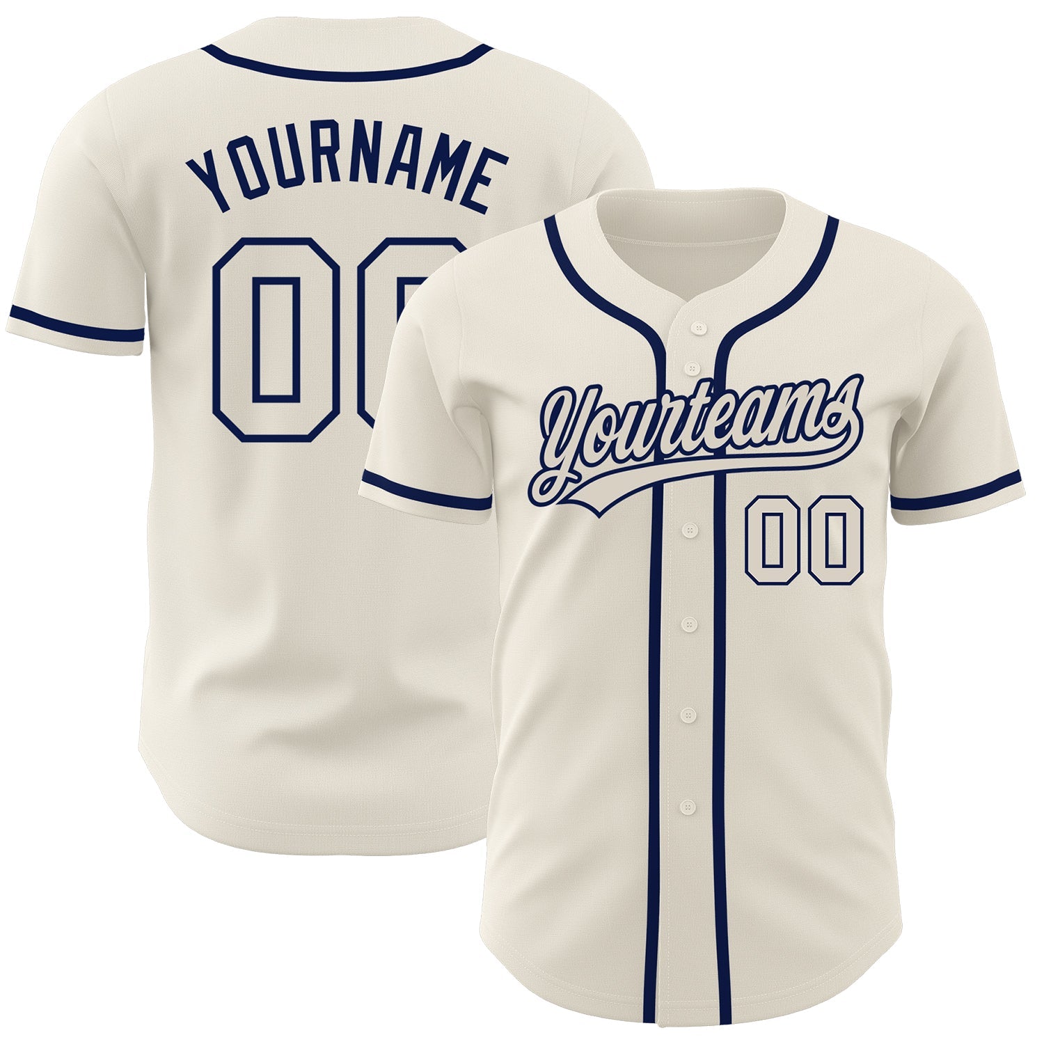 Custom Cream Cream-Navy Authentic Baseball Jersey - Main View