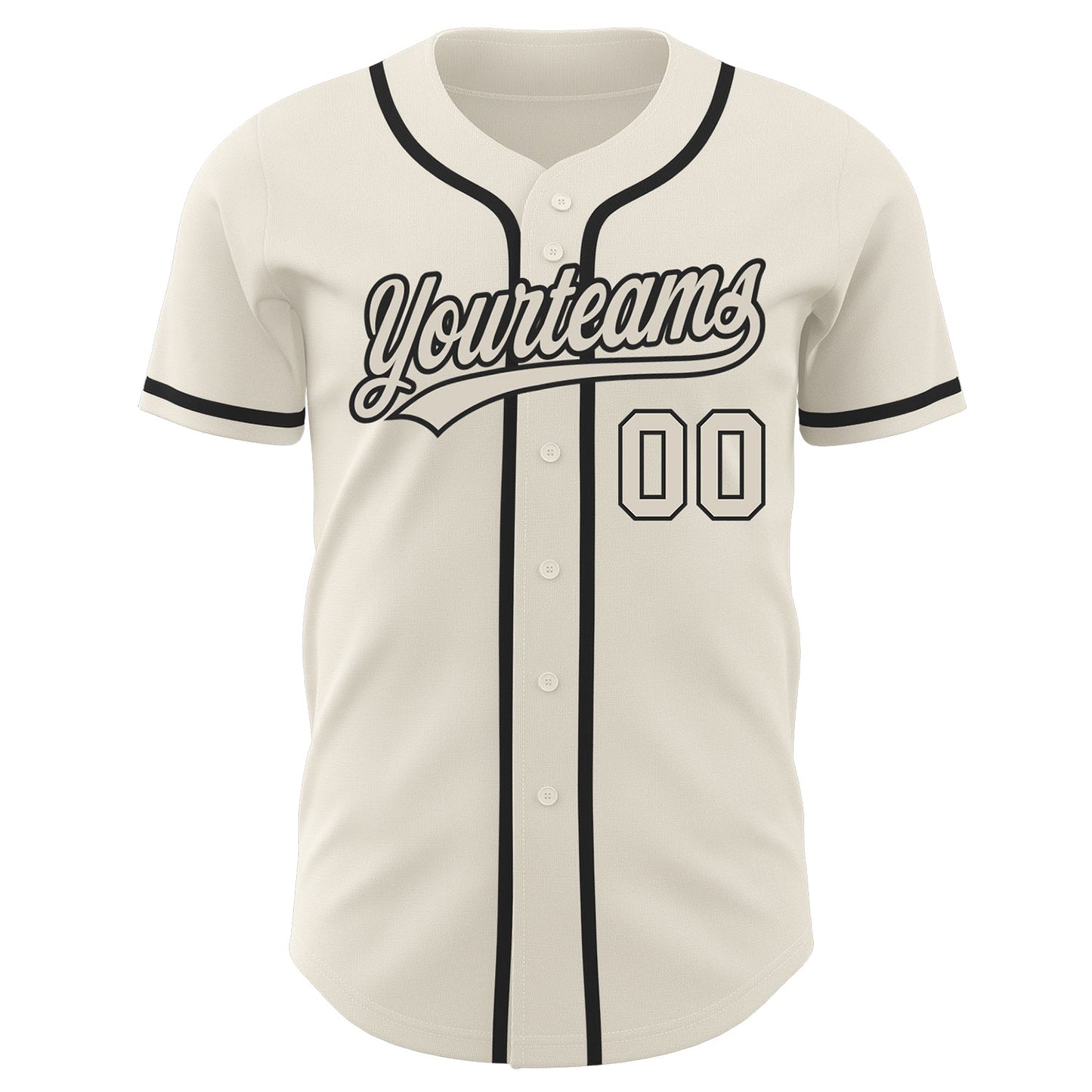 Custom Cream Cream-Black Authentic Baseball Jersey view 2