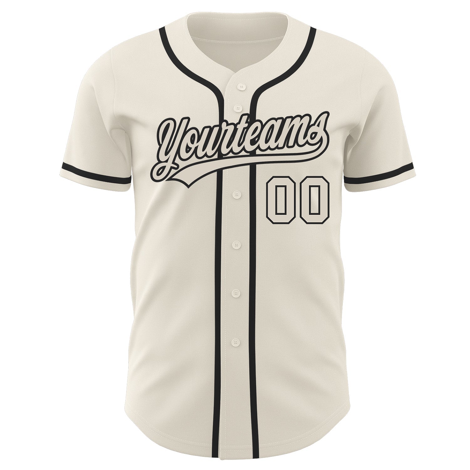 Custom Cream Cream-Black Authentic Baseball Jersey view 2