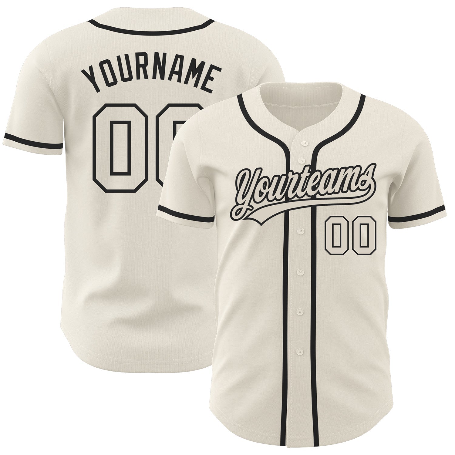 Custom Cream Cream-Black Authentic Baseball Jersey - Main View