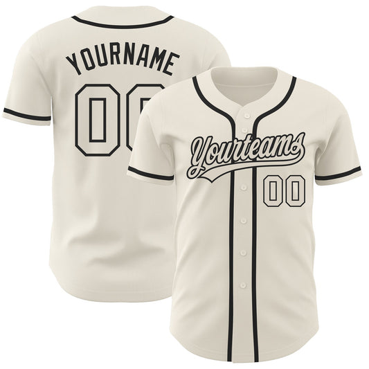 Custom Cream Cream-Black Authentic Baseball Jersey - Main View