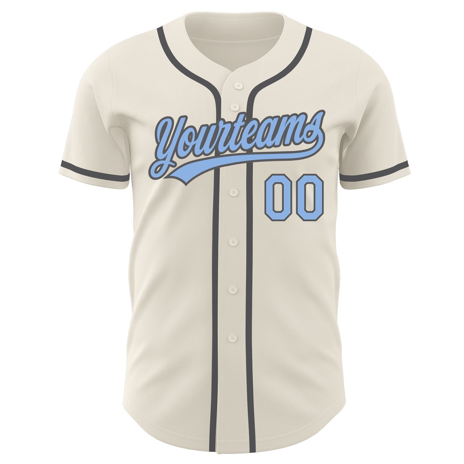 Custom Cream Light Blue-Steel Gray Authentic Baseball Jersey view 2