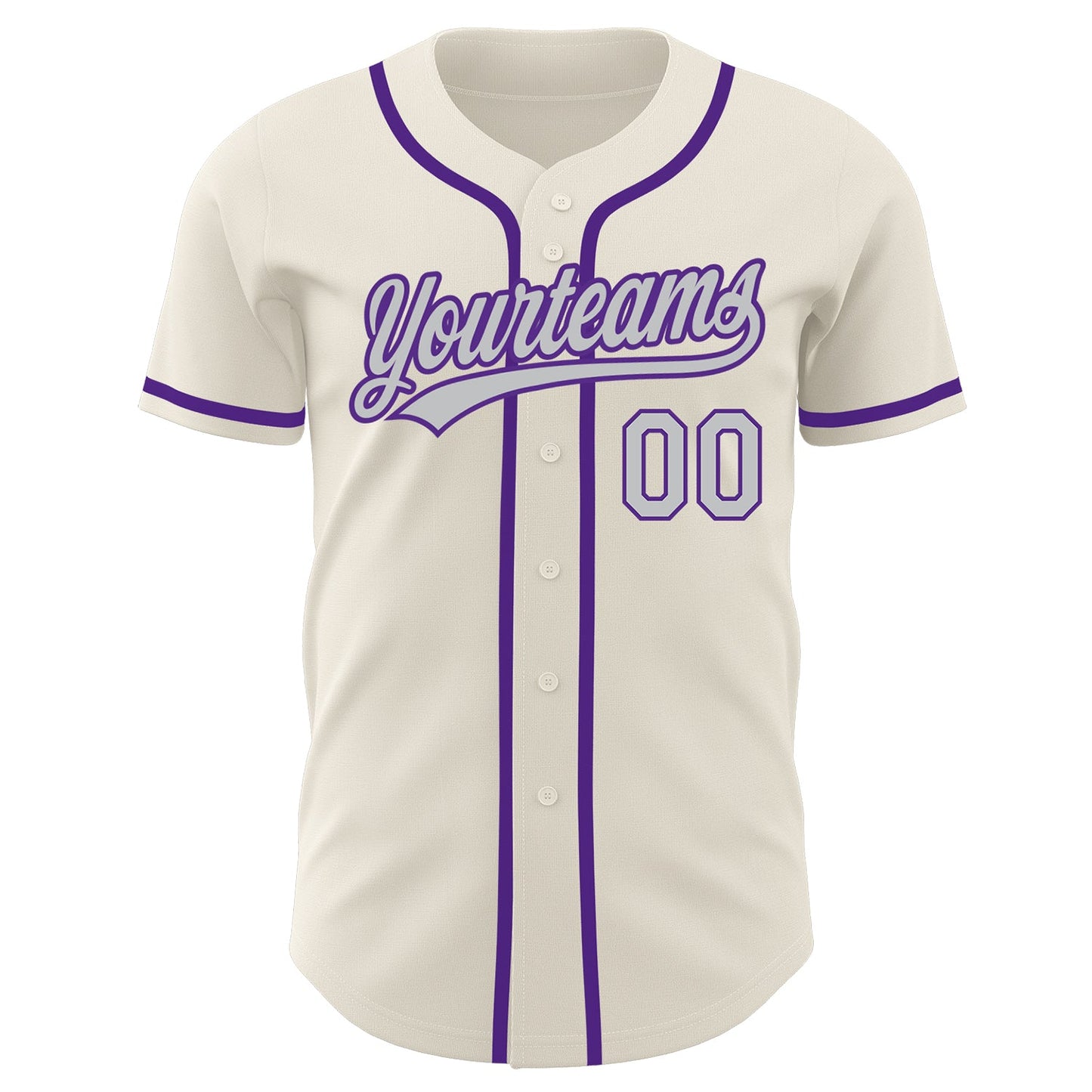 Custom Cream Gray-Purple Authentic Baseball Jersey view 2