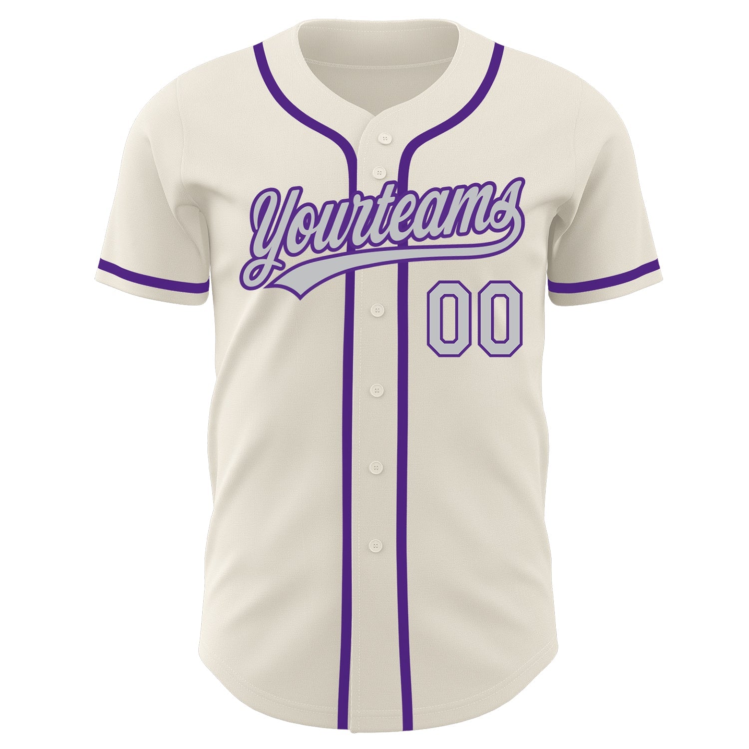 Custom Cream Gray-Purple Authentic Baseball Jersey view 2