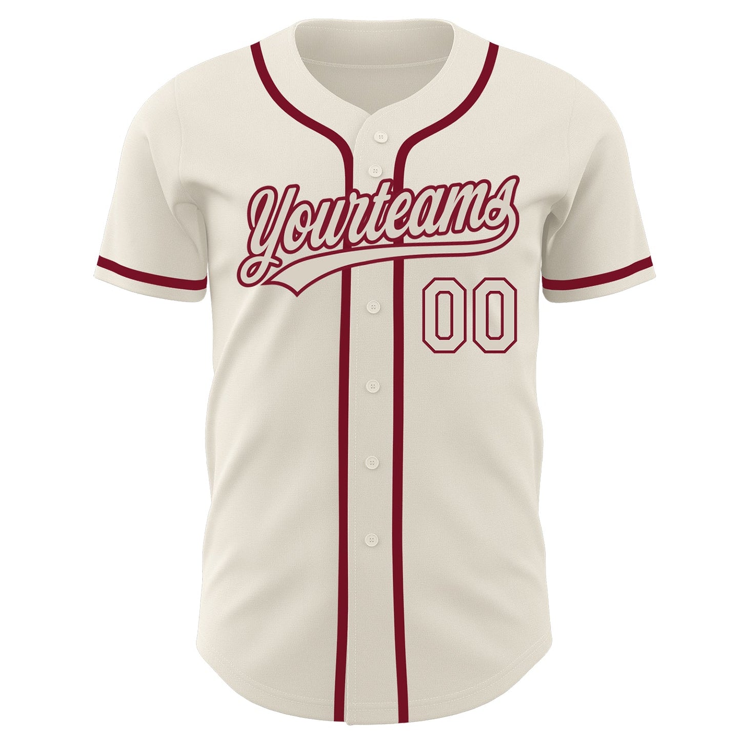 Custom Cream Cream-Crimson Authentic Baseball Jersey view 2