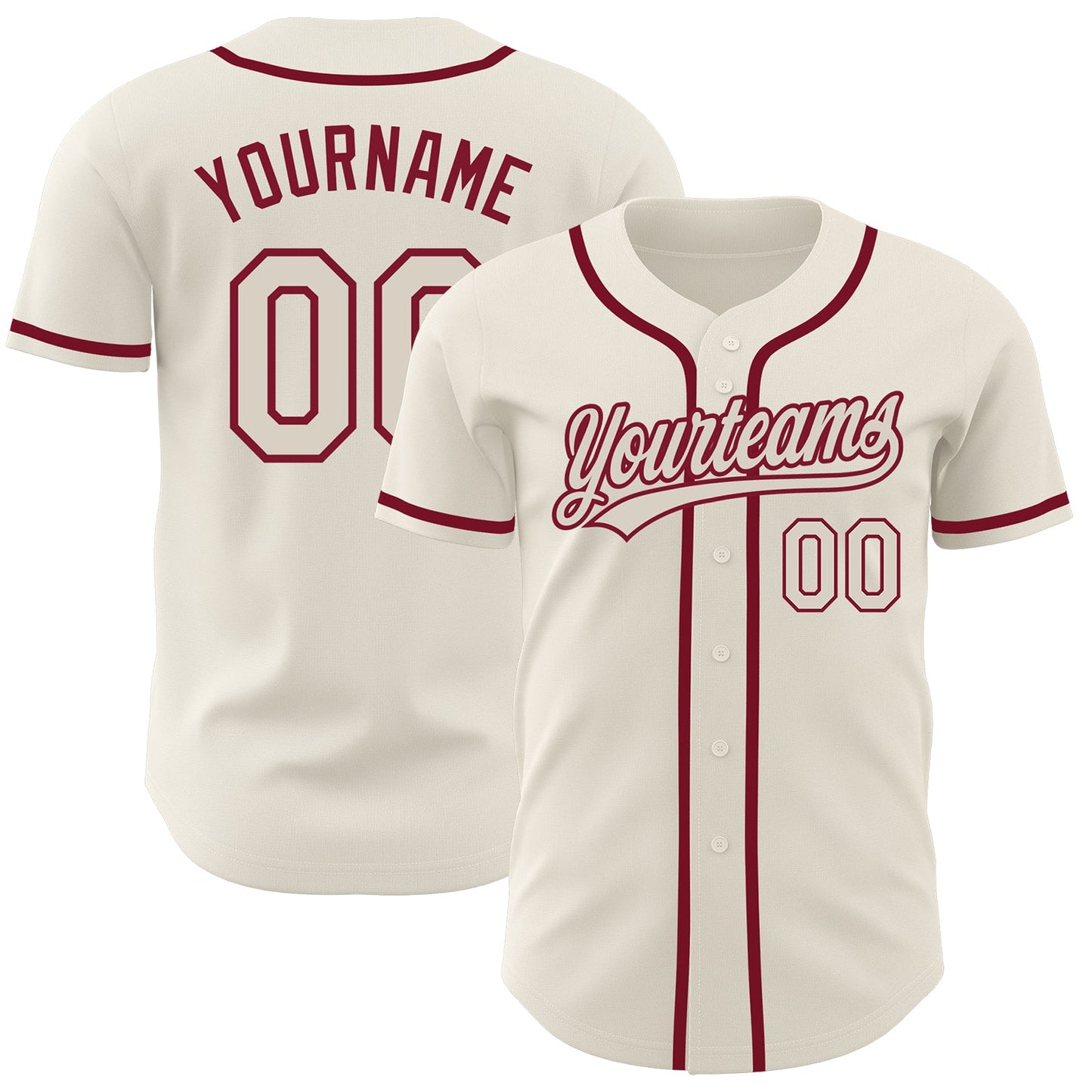 Custom Cream Cream-Crimson Authentic Baseball Jersey - Main View