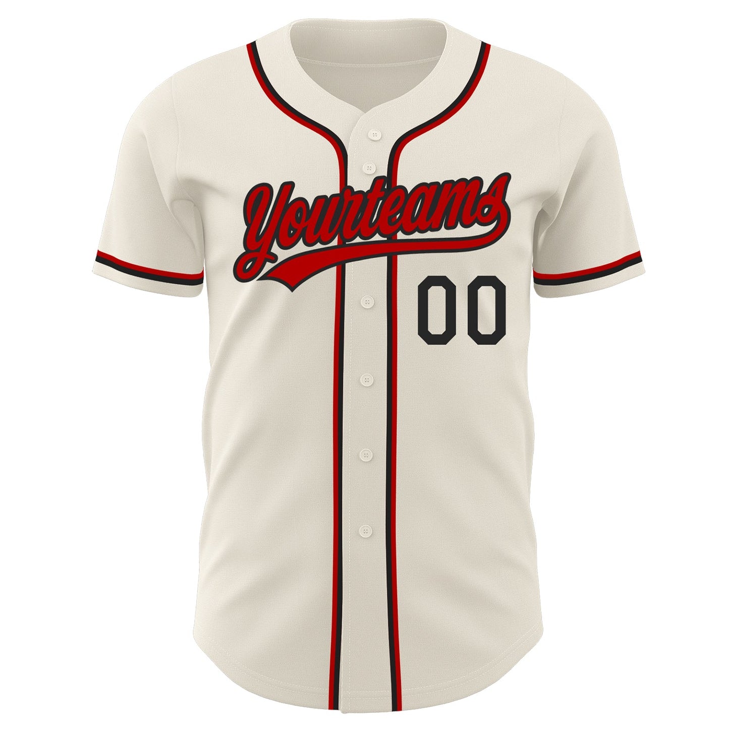 Custom Cream Red-Black Authentic Baseball Jersey view 2