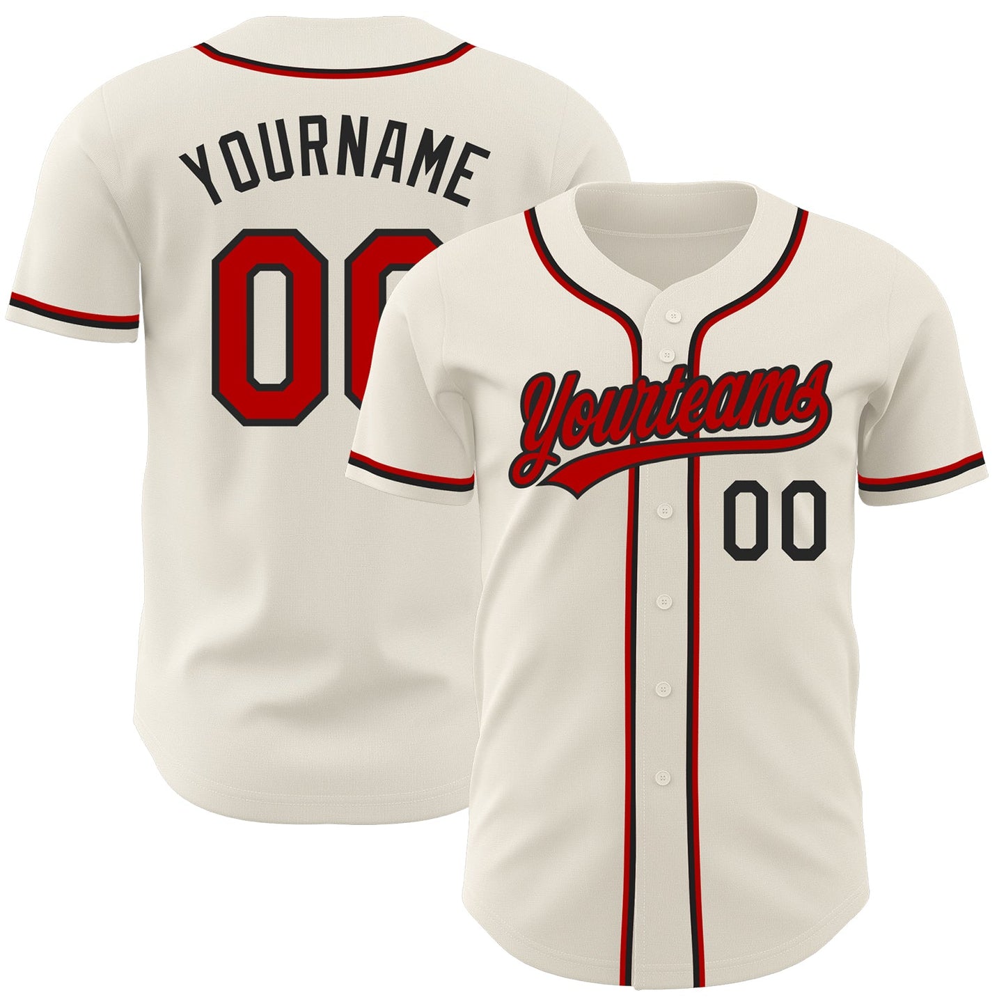 Custom Cream Red-Black Authentic Baseball Jersey - Main View