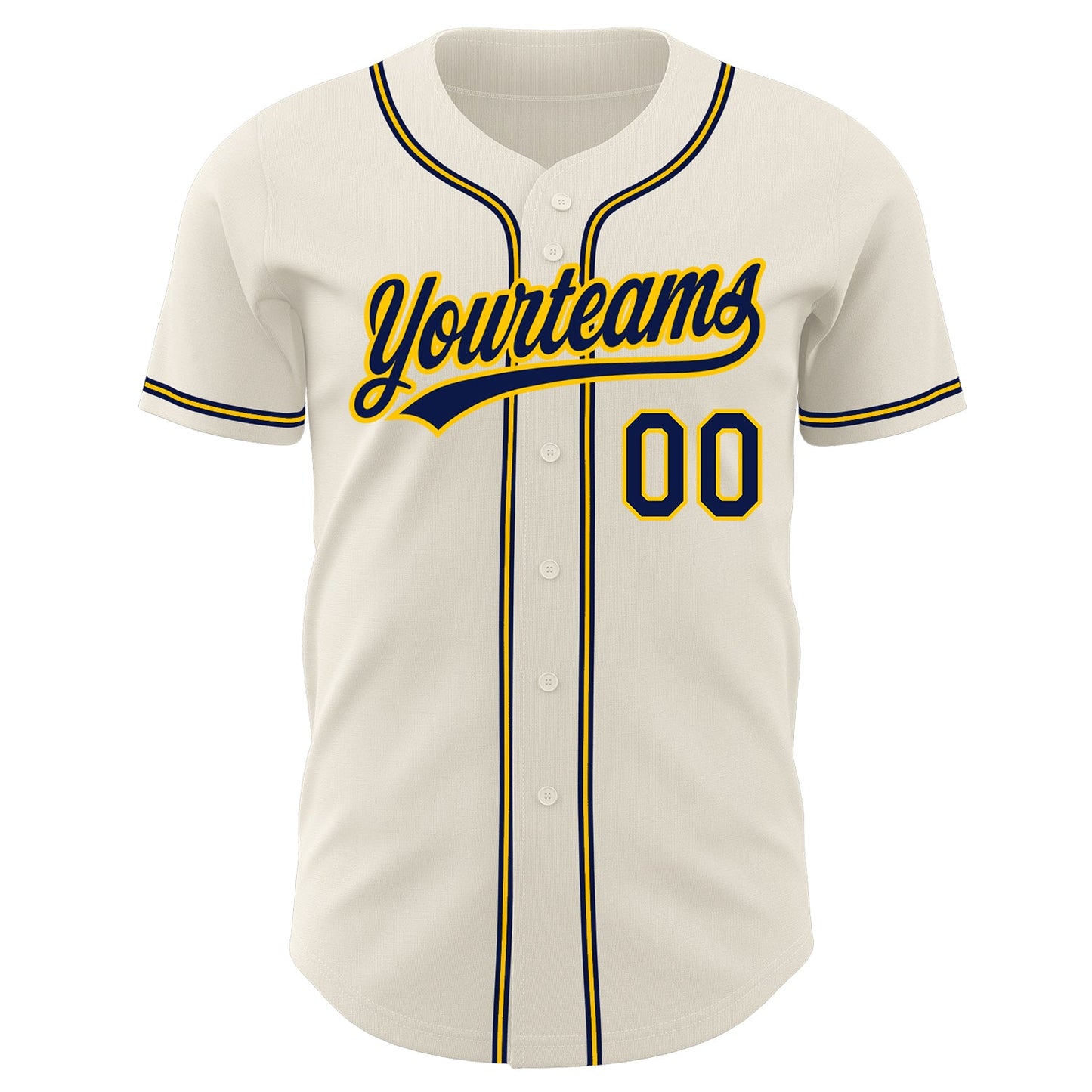 Custom Cream Navy-Gold Authentic Baseball Jersey view 2