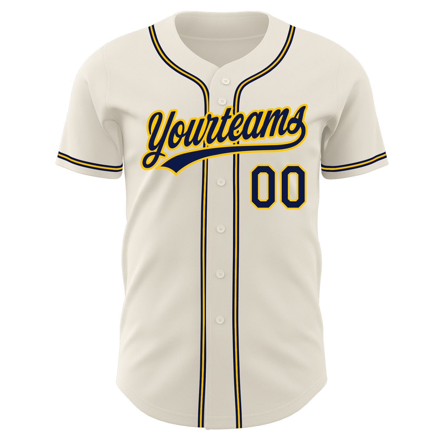 Custom Cream Navy-Gold Authentic Baseball Jersey view 2