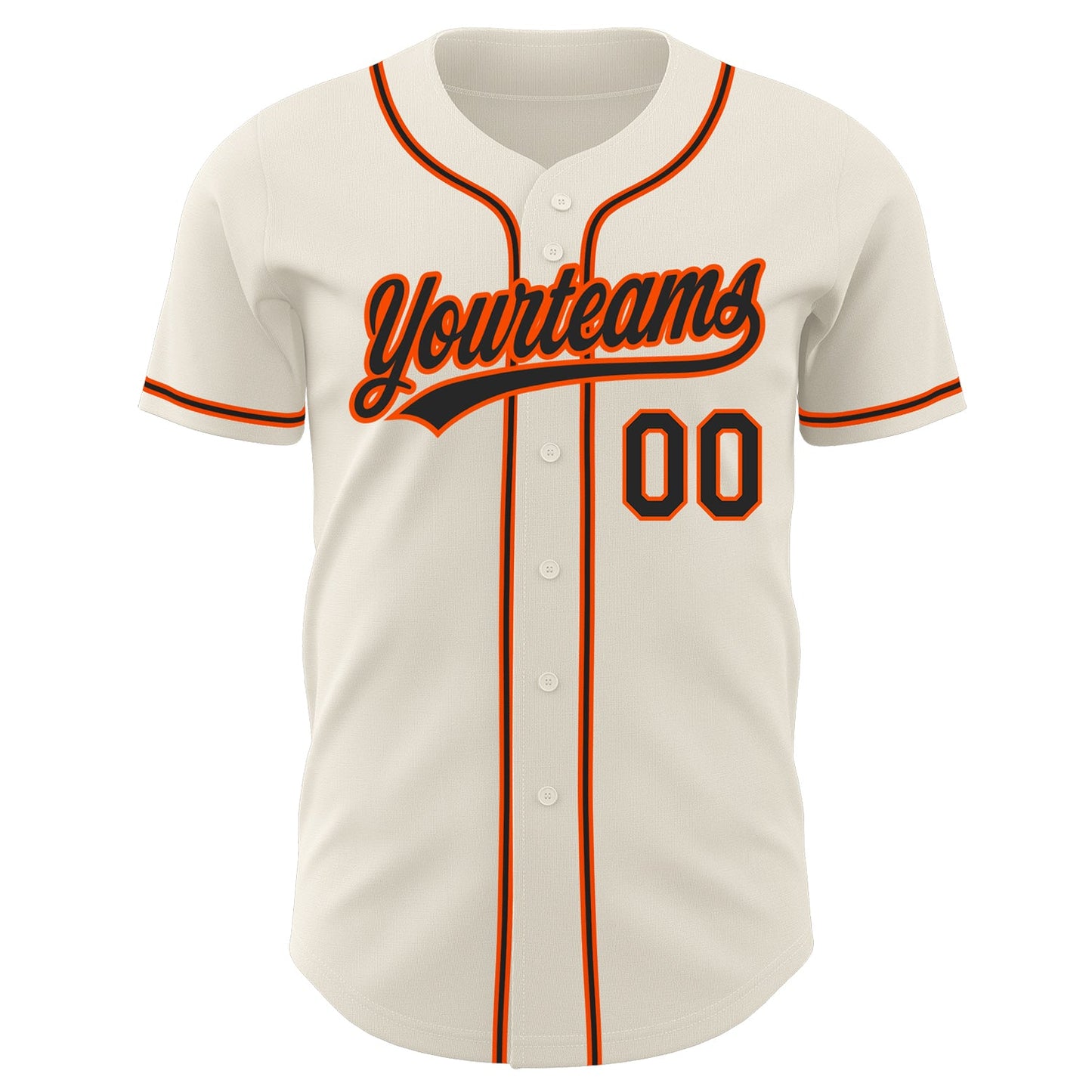 Custom Cream Black-Orange Authentic Baseball Jersey view 2