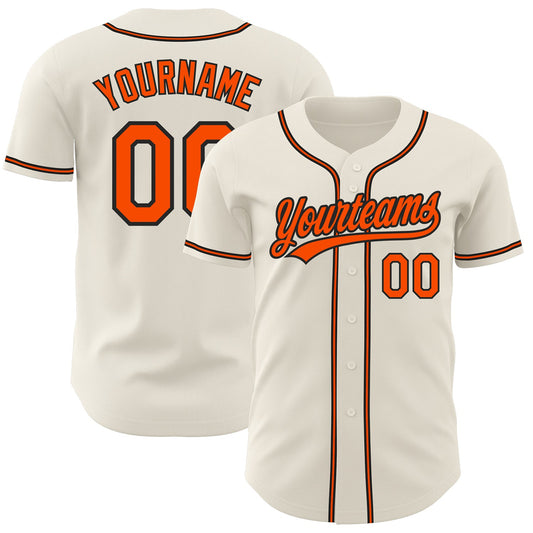 Custom Cream Orange-Black Authentic Baseball Jersey - Main View