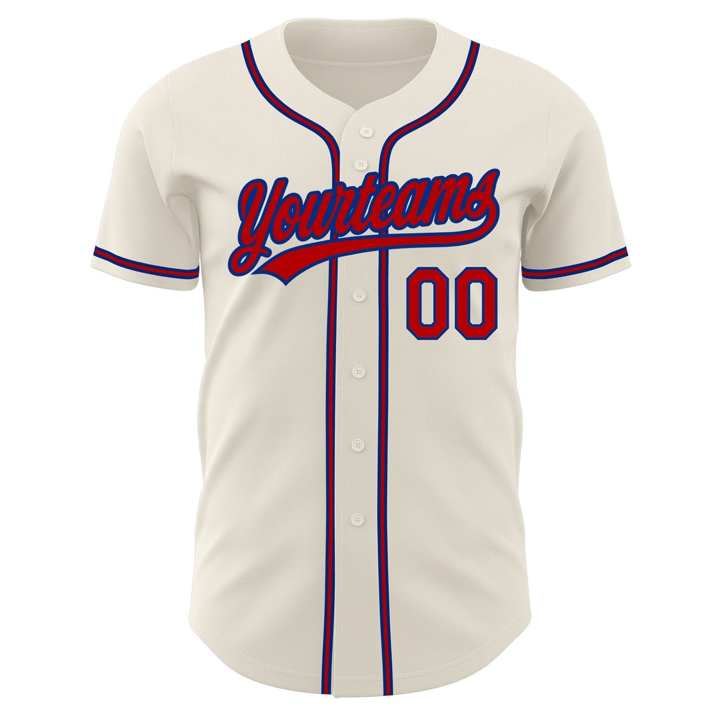 Custom Cream Red-Royal Authentic Baseball Jersey view 2