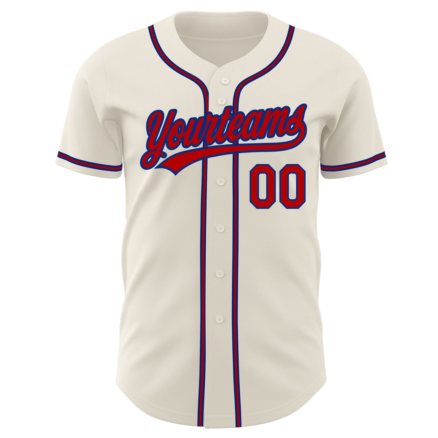 Custom Cream Red-Royal Authentic Baseball Jersey view 2