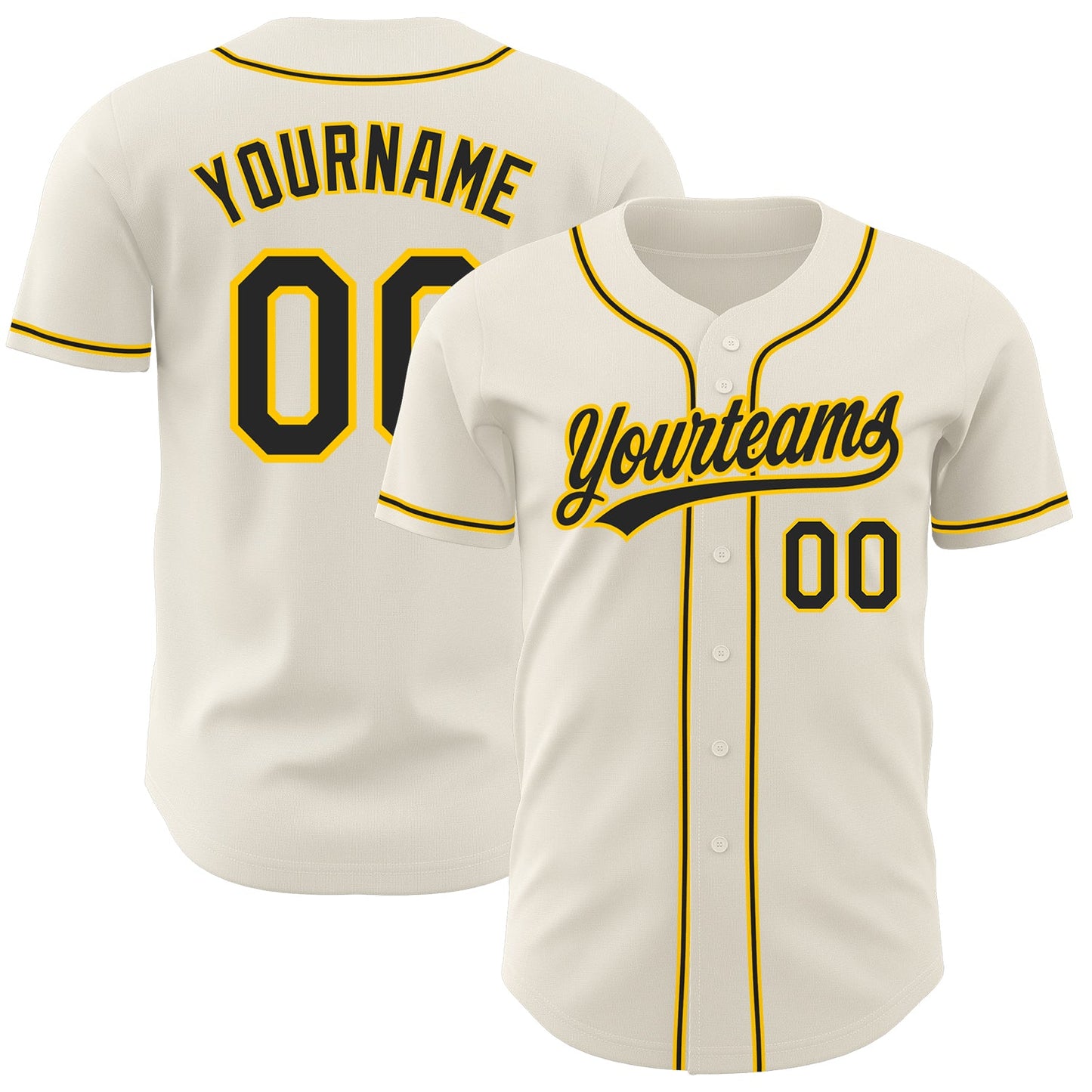 Custom Cream Black-Gold Authentic Baseball Jersey - Main View